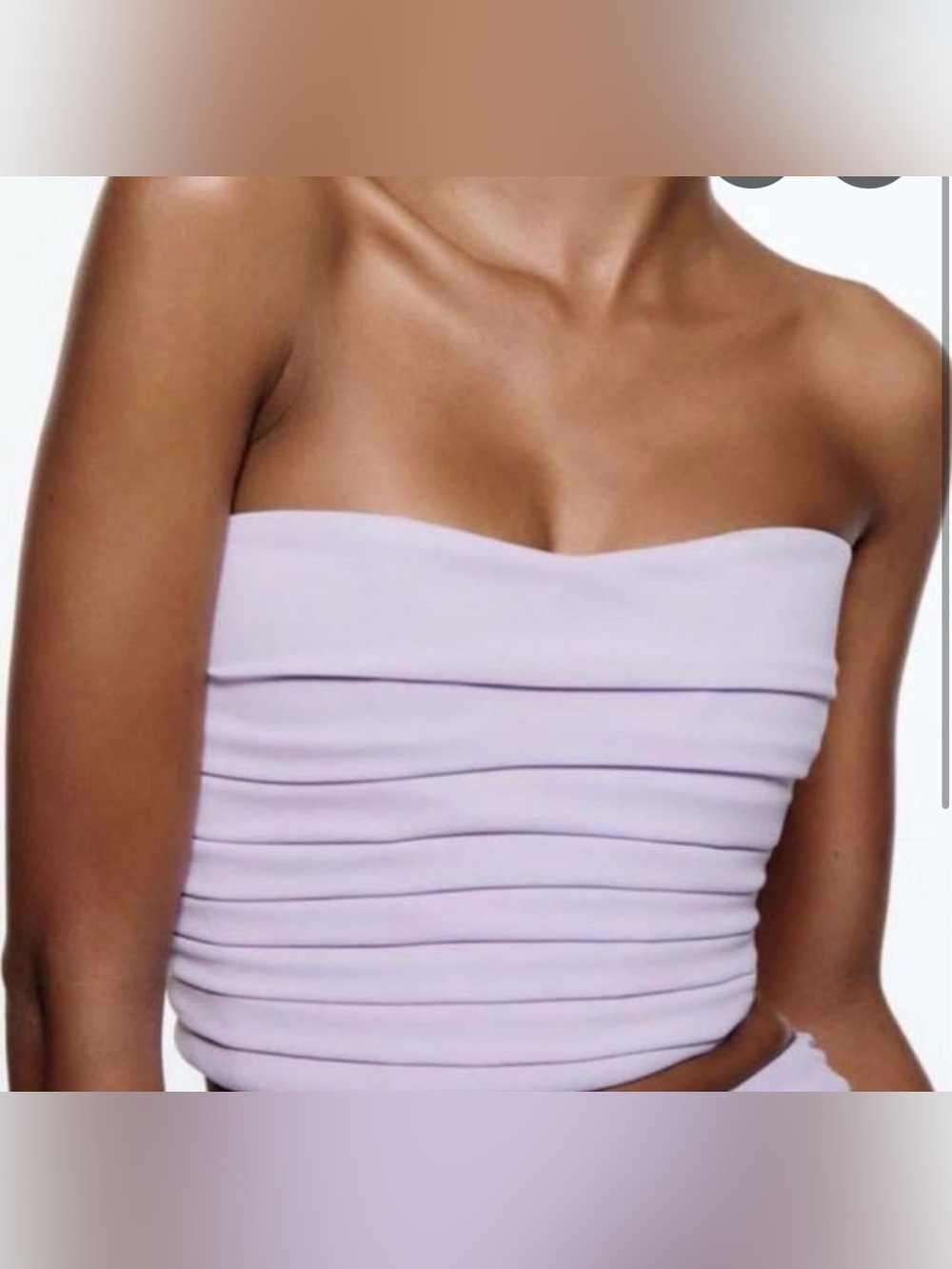 NWT Zara Lilac Ruched Strapless Crop Top xs